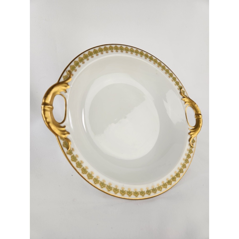 Vintage Rimmed Double Handled Gold‎ Trimmed Haviland Bowl Limoges France Dish